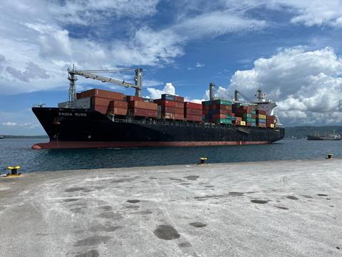 Container ship at Rabaul Port in PNG