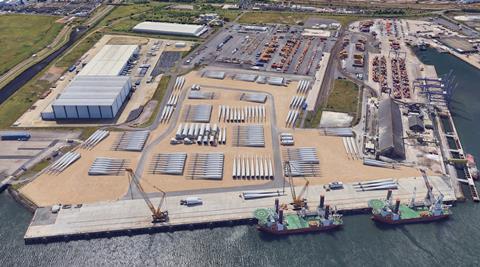 artist's impression of an offshore wind hub at Teesport