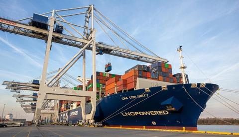 CMA CGM Unity LNG-powered ship at the Port of Savannah