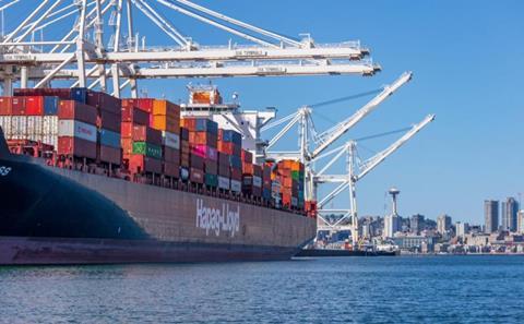 Hapag-Lloyd container ship at port