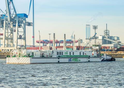 Becker Marine Systems' LNG hybrid barge, the HUMMEL, is entering its second year of operation at the Port of Hamburg