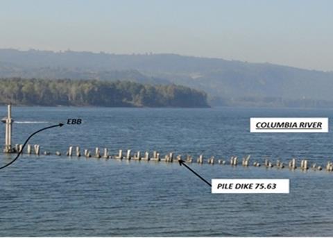 The port placed around 144,500m³ of dredge material near two pile dikes in the Columbia River