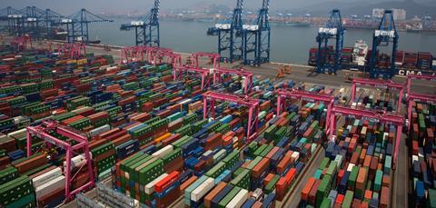 Aerial view of Busan Port, South Korea