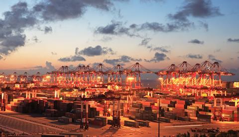 An aerial view of Shanghai Port