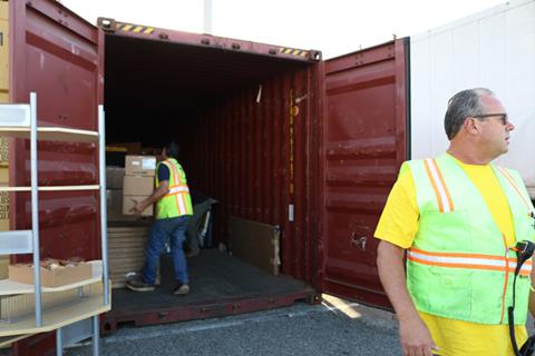 Donated goods being loaded