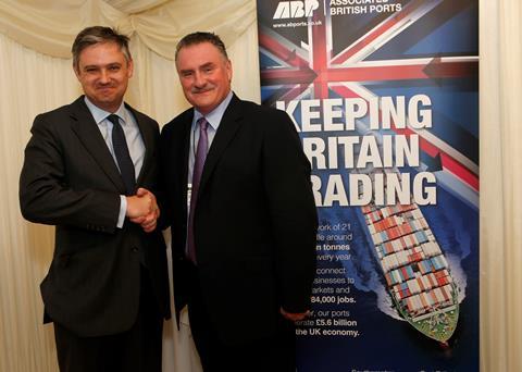John Woodcock MP (L) with Associated British Ports' (ABP's) Short Sea Ports director Andrew Harston (R)