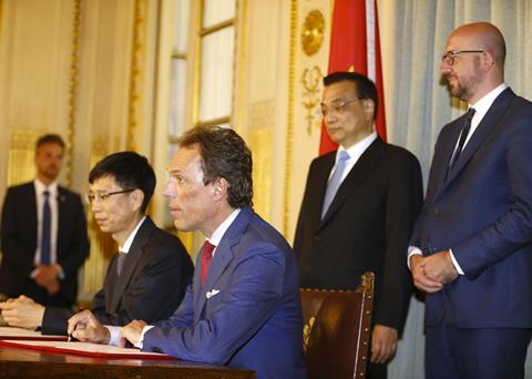Strategic alliance: The agreement was signed in the presence of the prime ministers of Belgium and China