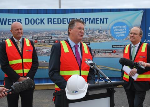 David Hodgett declaring the start of works at the Webb Dock site