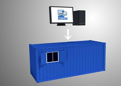 Standard shipping container with secure window for interaction with drivers on the weighbridge