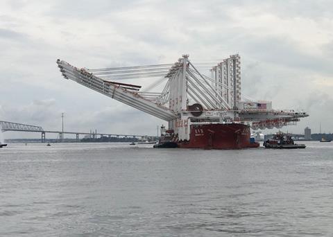 cranes arriving at Port of Baltimore